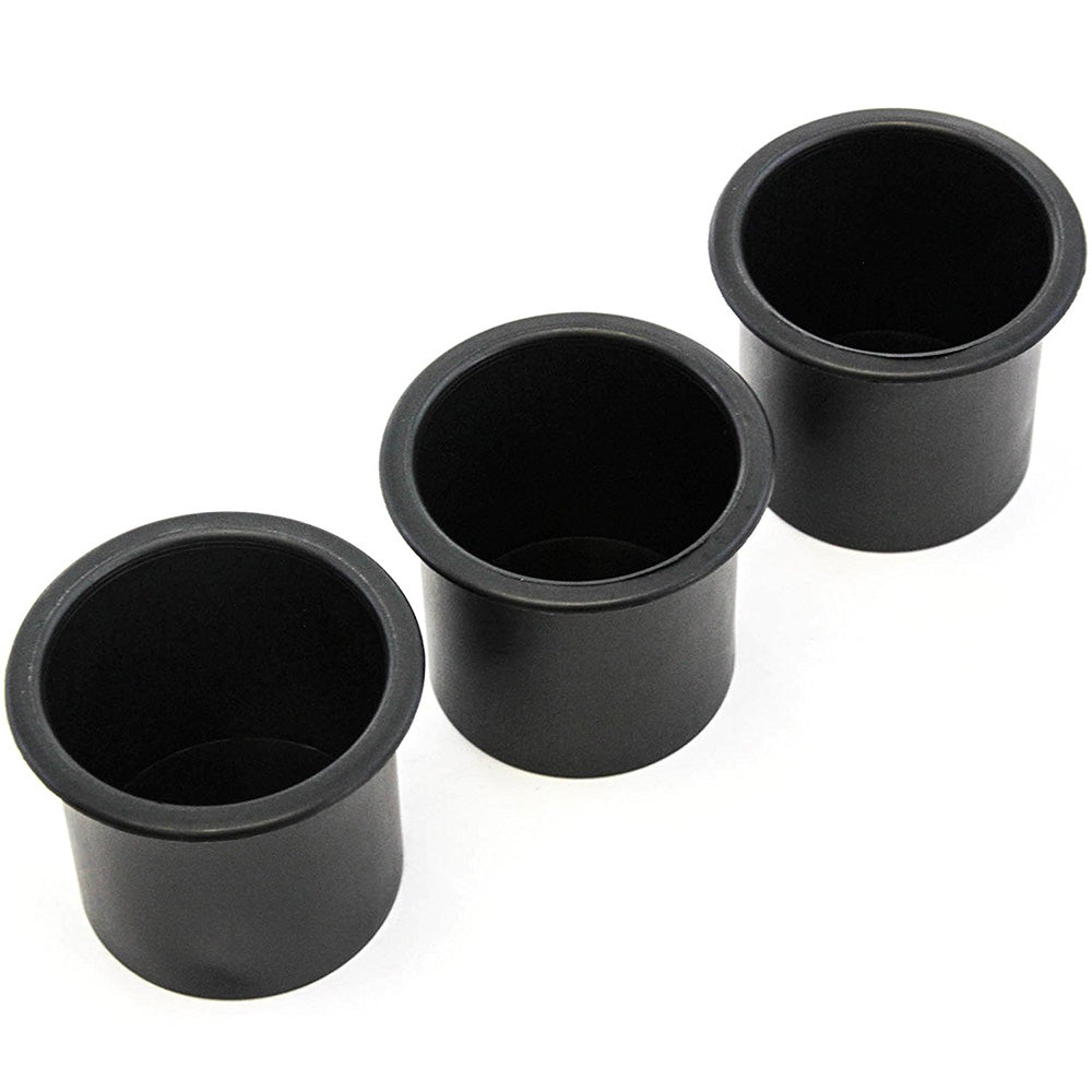 Set of 3 Black Plastic Cup Holders Boat RV Car Truck Inserts