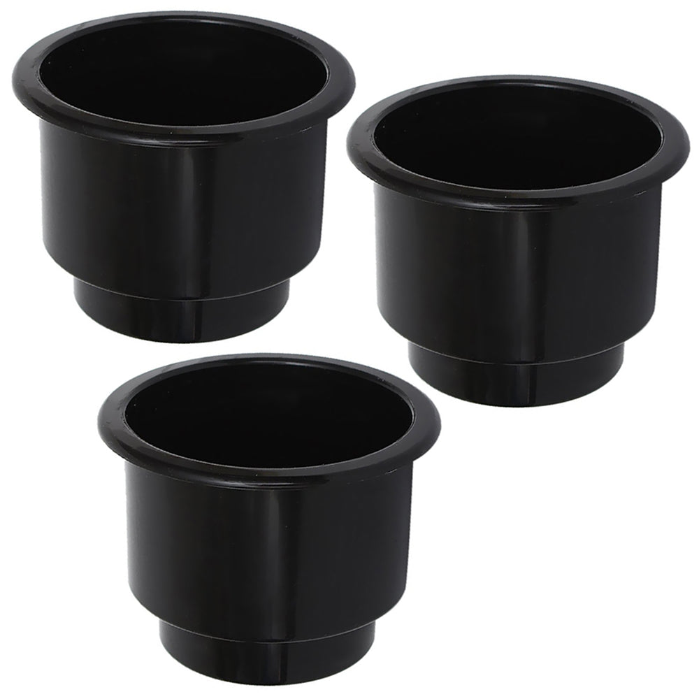 Qty 3: Black Plastic Cup Holder w/ Drain Hole  Fits Universal Products