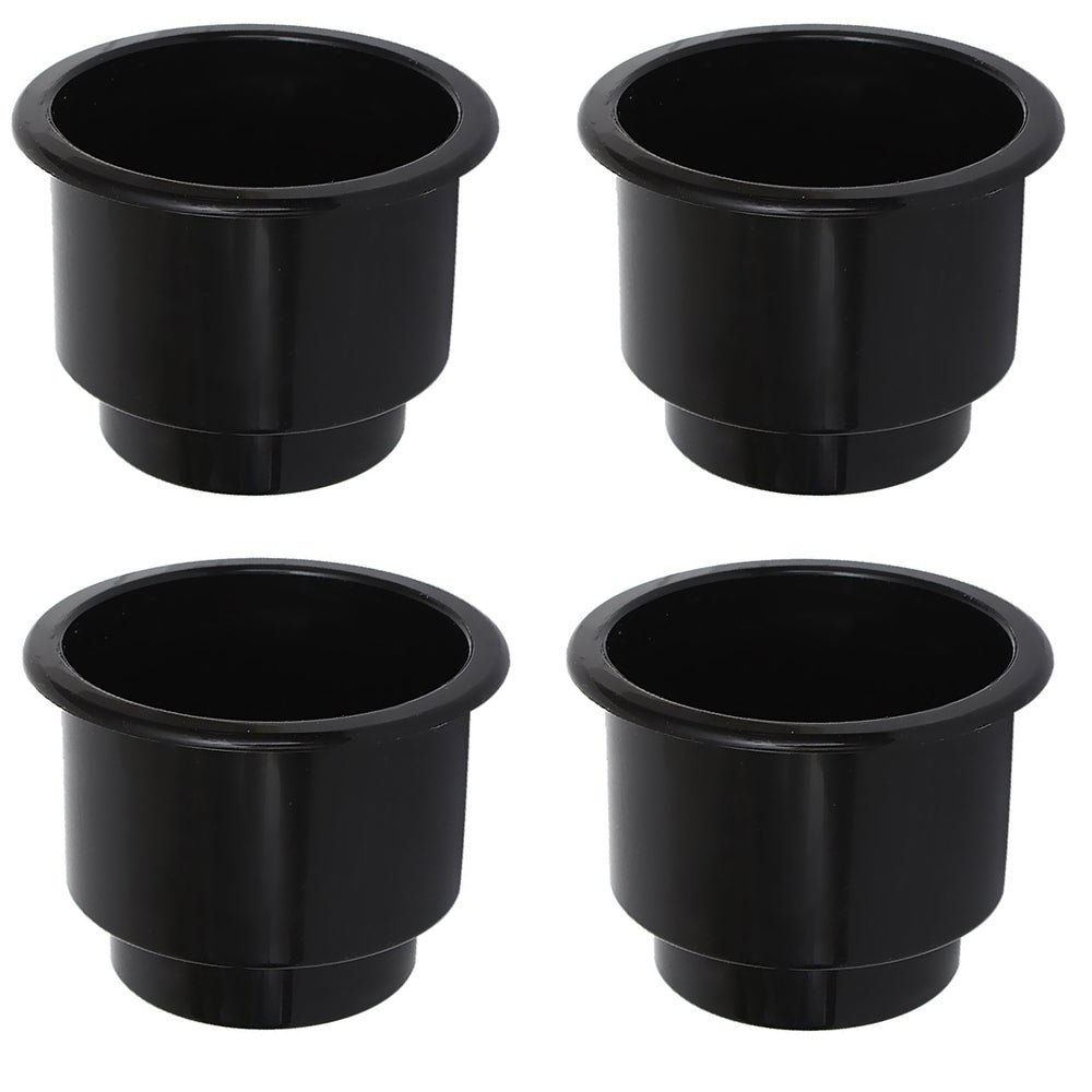 Qty 4: Black Plastic Cup Holder w/ Drain Hole  Fits Universal Products