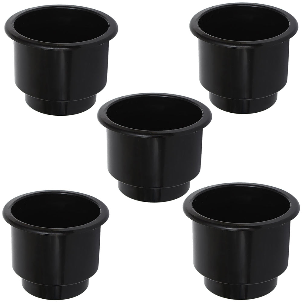 Qty 5: Black Plastic Cup Holder w/ Drain Hole  Fits Universal Products