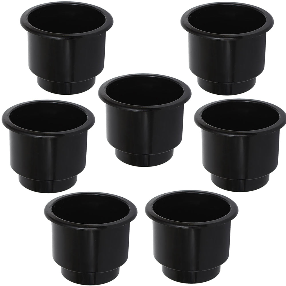 Qty 7: Black Plastic Cup Holder w/ Drain Hole  Fits Universal Products