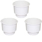 3 PCS Recessed Drop in Plastic Cup Drink Holder with Drain White