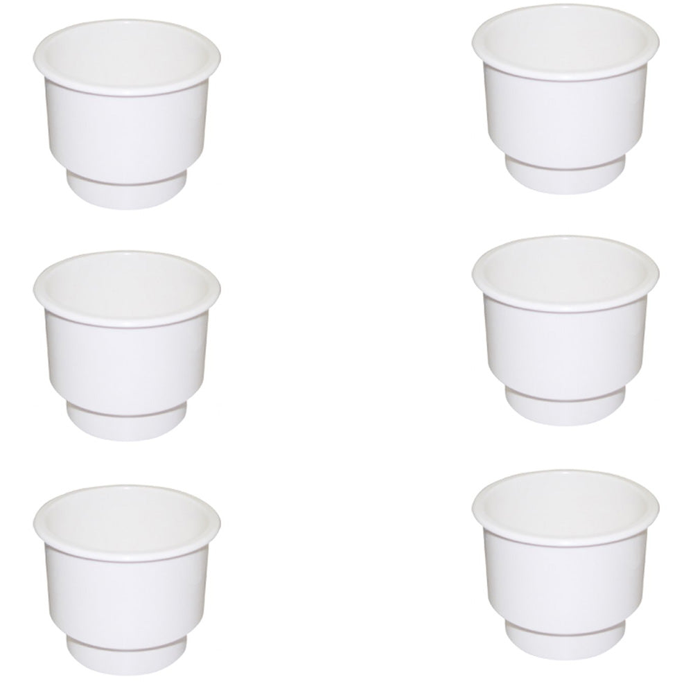 Qty 6: White Plastic Cup Holder w/ Drain Hole Fits Universal Products