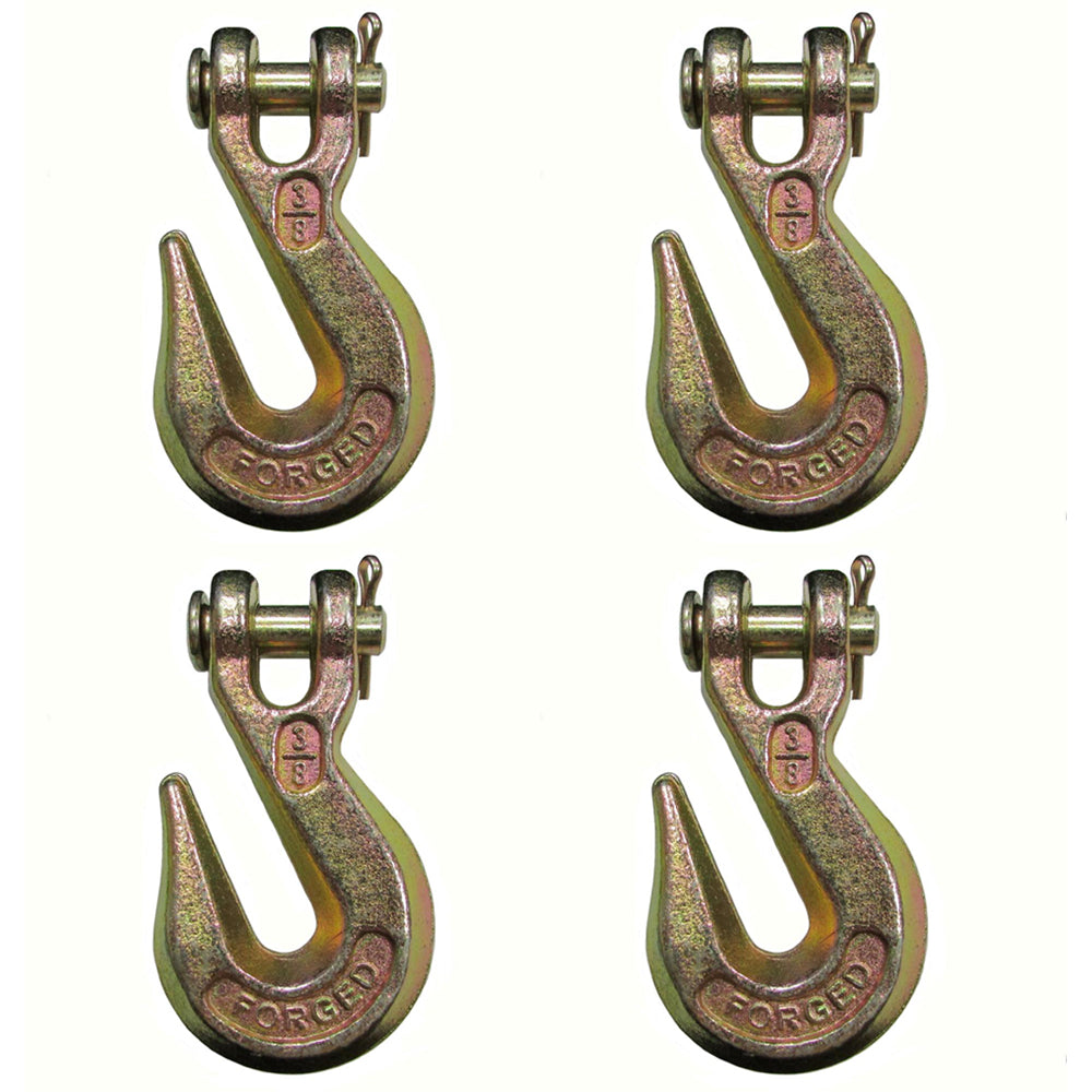(4) G70 3/8" Clevis Grab Hooks Tow Chain Hook Flatbed Truck Trailer Tie Down