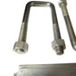 Square Marine Axle Tie Plate Kit 2" Head 9/16" Diameter Zinc Coated w/ Locknuts