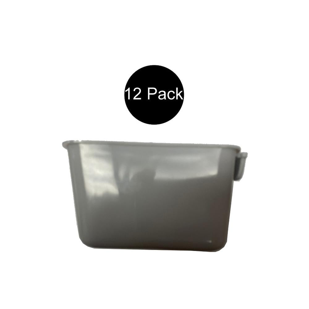 (Set of 12) Gray Cage Cups Hold 1 Pint / 16 fl oz to Hang Feed & Water for Pets