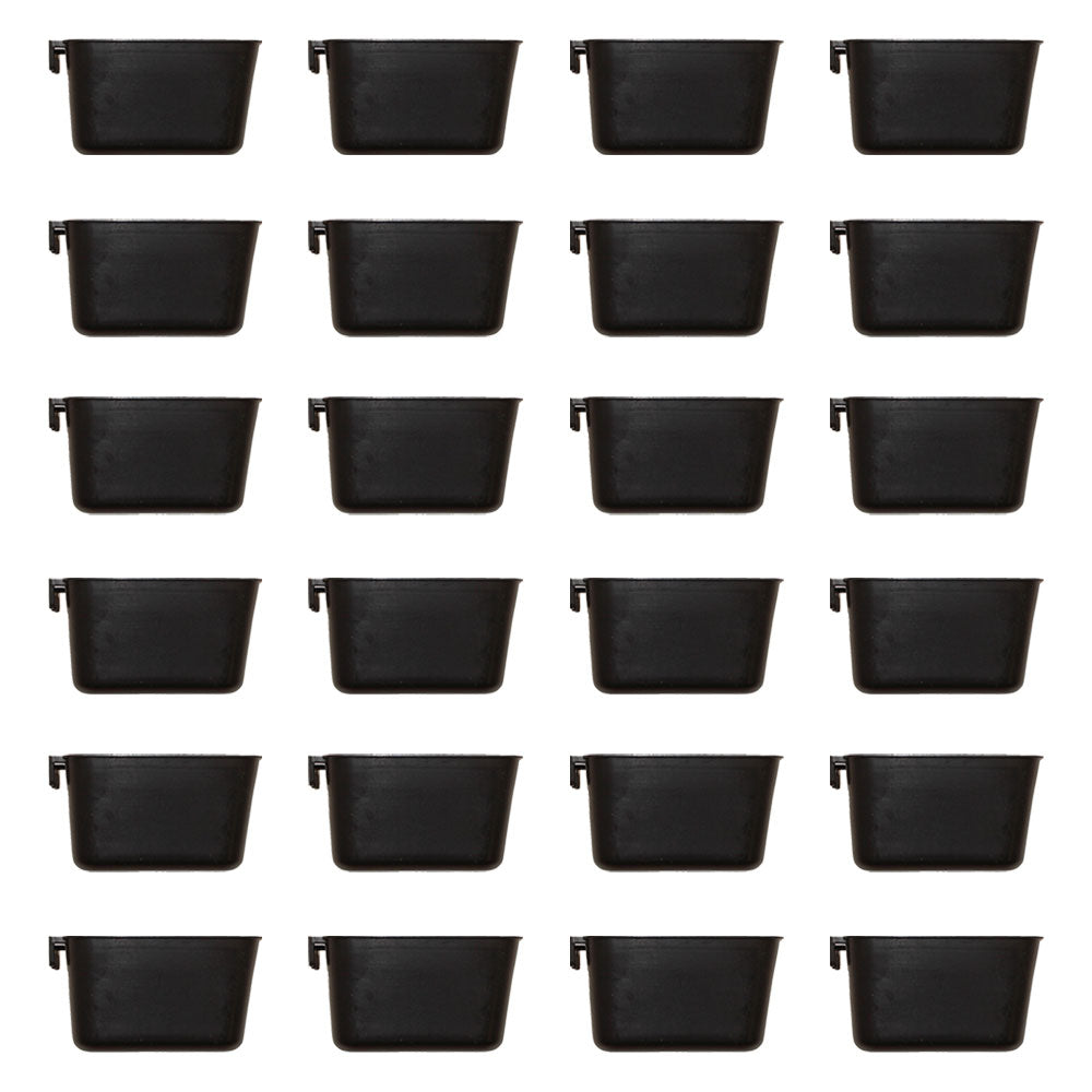 Cage Cups 24-pk Black 1 Pint/16 fl oz Hanging Feed & Water Cups Chicken Poultry