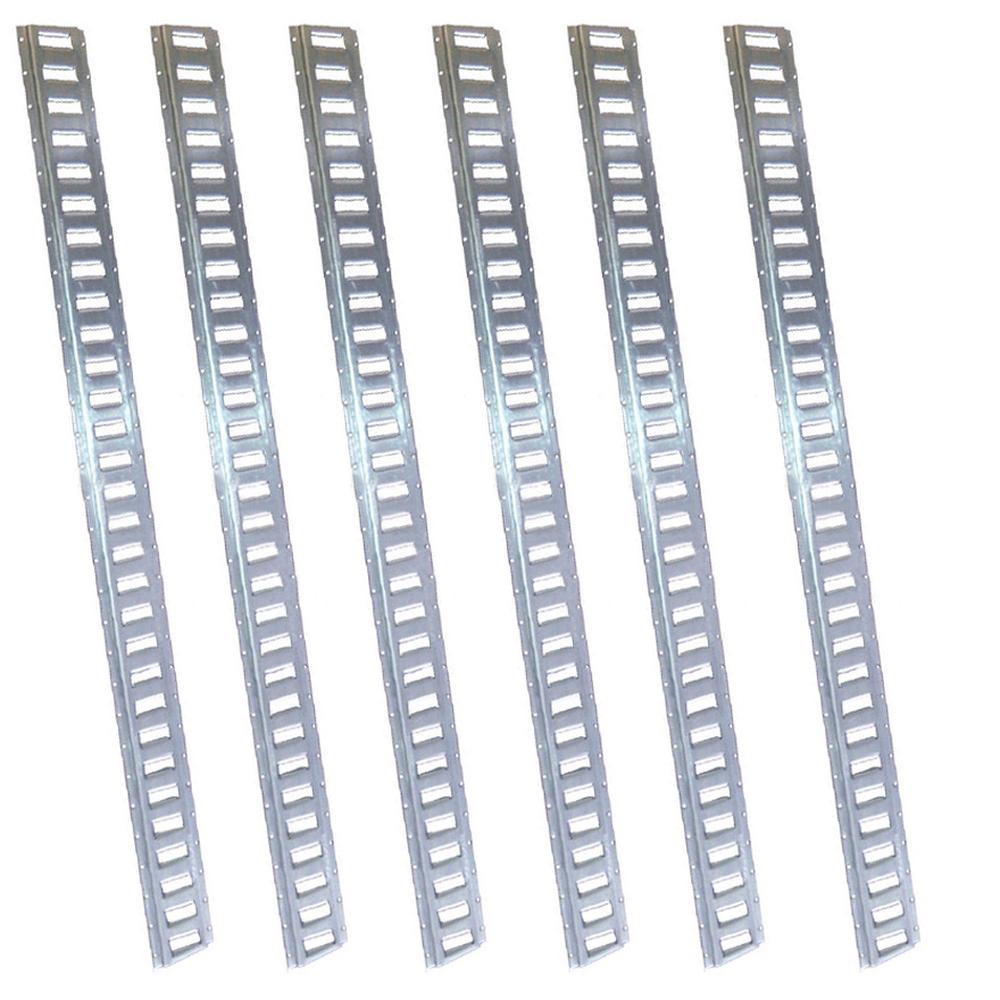 (6 Piece) 8 ft Horizontal Galvanized Steel E-Track Trailer Tie-Down Rails
