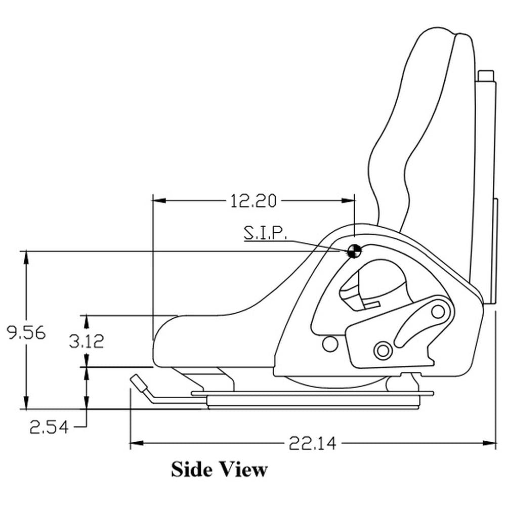 P52 Black Vinyl Seat fits Komatsu Forklifts: 15T 15 DF40 FB15 BF15M3 FB15SH6