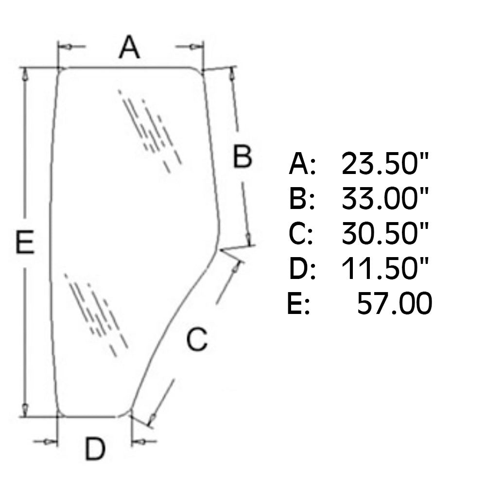 LH Door Glass Fits John Deere Replaces R198624-LH
