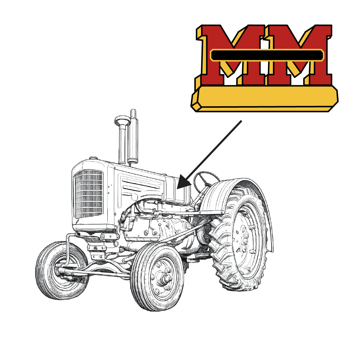 4x7-VINYL MM Logo Decal Fits Minneapolis-Moline Models