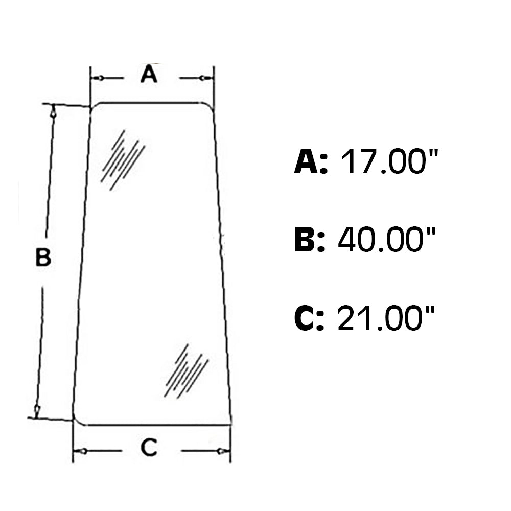 A-R52882 RH Rear Door Glass Window - Fits Case IH 570LXT, 570MXT, 580K, 580SK +