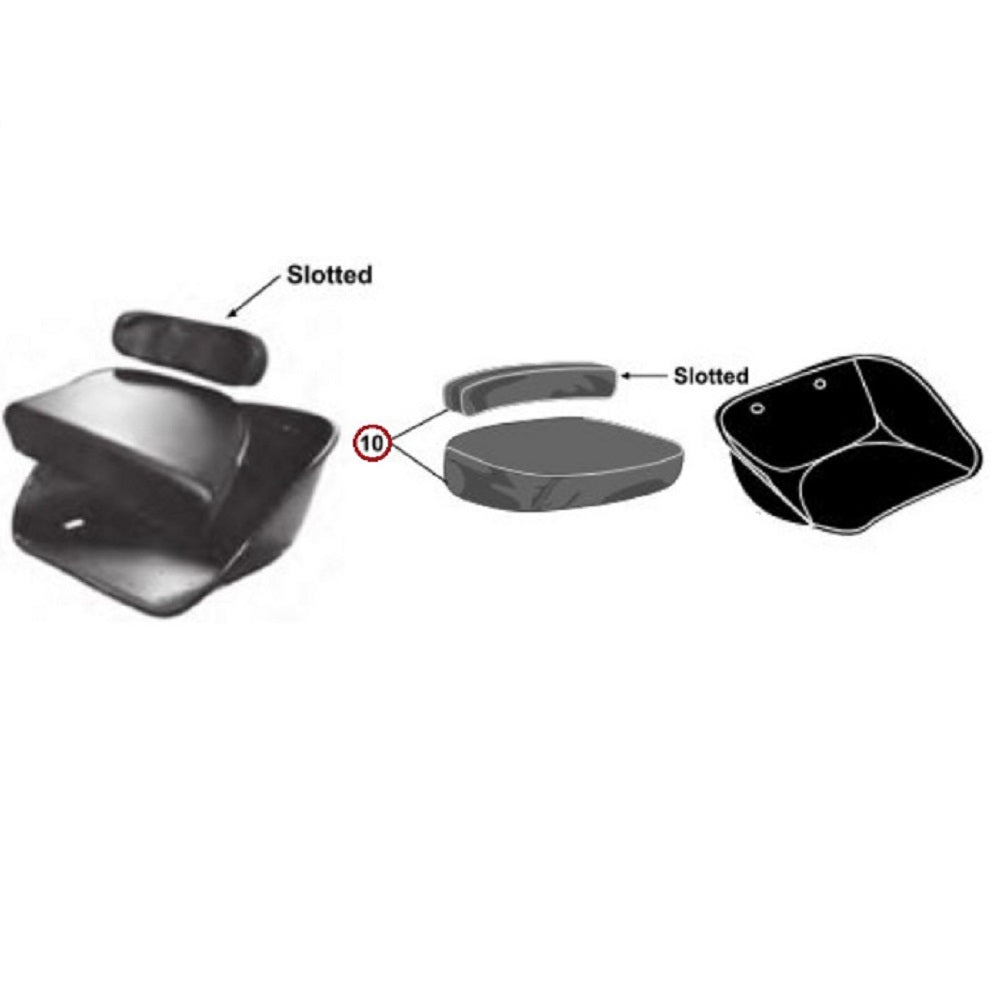 Fits Massey Ferguson MF Black Seat Cushion Set with Backrest & Bottom Cushion