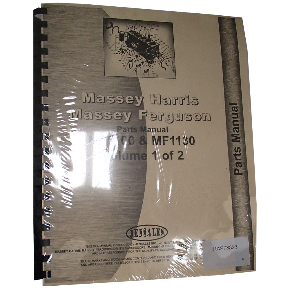 Parts Manual Fits Massey Ferguson Replaces MH-P-MF1100-30