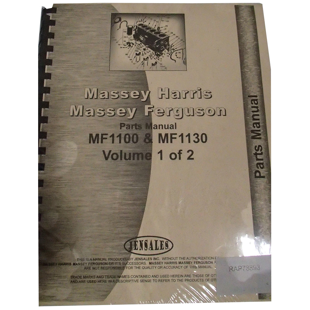 Parts Manual Fits Massey Ferguson Replaces MH-P-MF1100-30