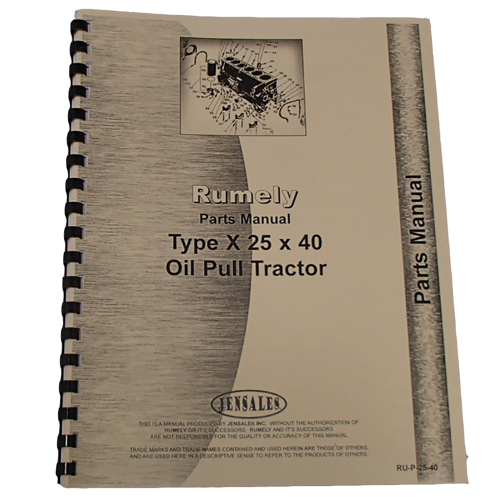 Parts Manual Fits Rumely Replaces RU-P-25-40