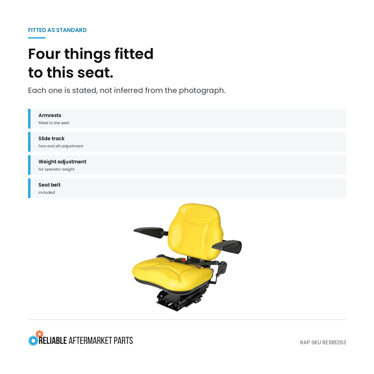 Universal Big Boy Suspension Tractor Seat with Armrests -Yellow