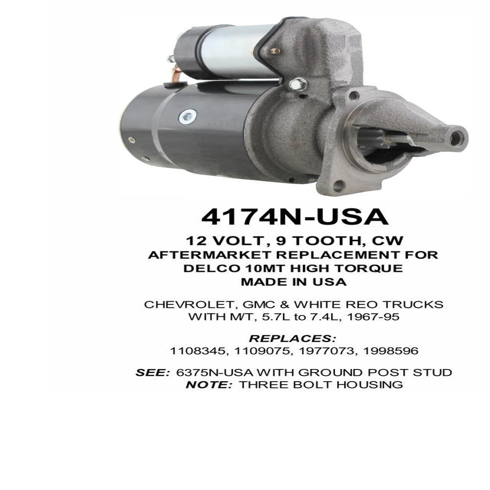 Starter — DELCO 10MT-HT 12V 9T CW Fits Chevrolet Replaces ROM4174N-USA