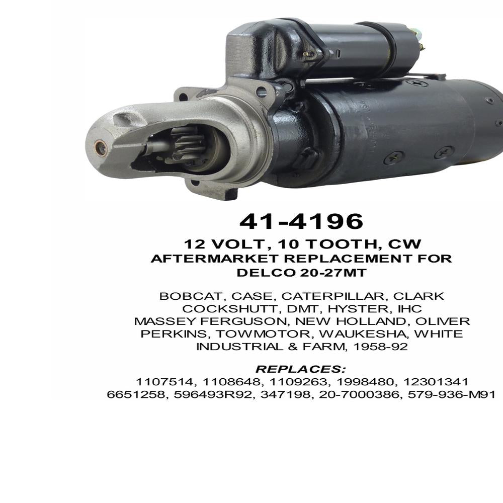Starter — 27MT 12V 10T CW F/L Fits Cockshutt Replaces ROM4196N-USA
