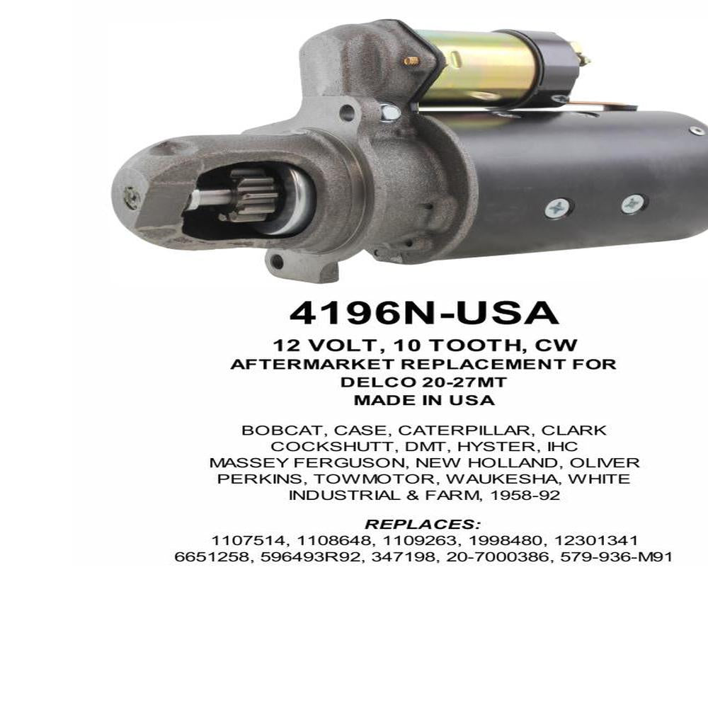 Starter — 27MT 12V 10T CW F/L Fits Cockshutt Replaces ROM4196N-USA