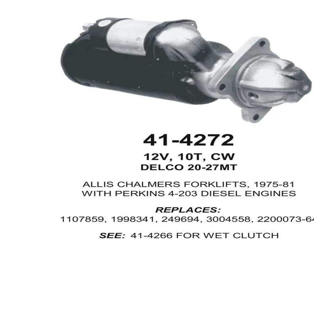 Starter — 27MT 12V 10T WET Fits Massey Ferguson Replaces ROM4267N-USA