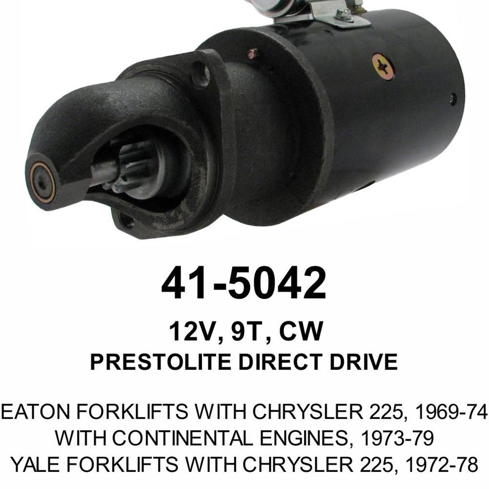 Starter — PREST STR 12V 9T YALE Fits Eaton Replaces ROM5042N-USA