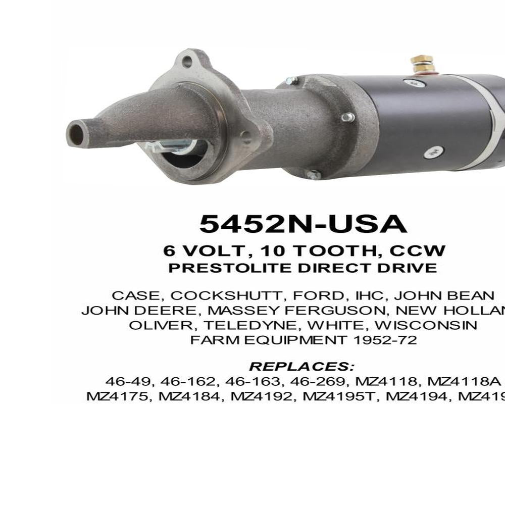Starter — PREST STR 6V 9T CCW Fits Cockshutt Replaces ROM5452N-USA