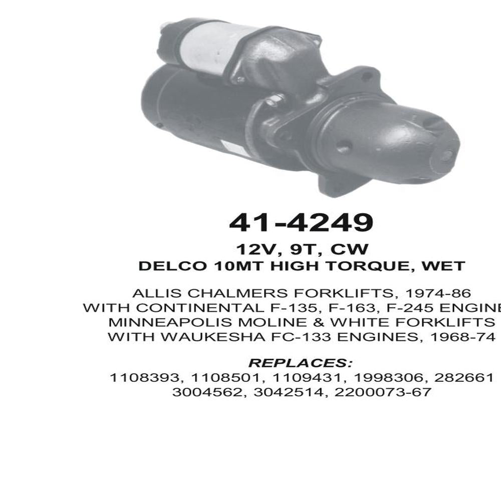Starter — N- 10MT-HT 12V 9T WET Fits Allis Chalmers Replaces ROM6178N-USA