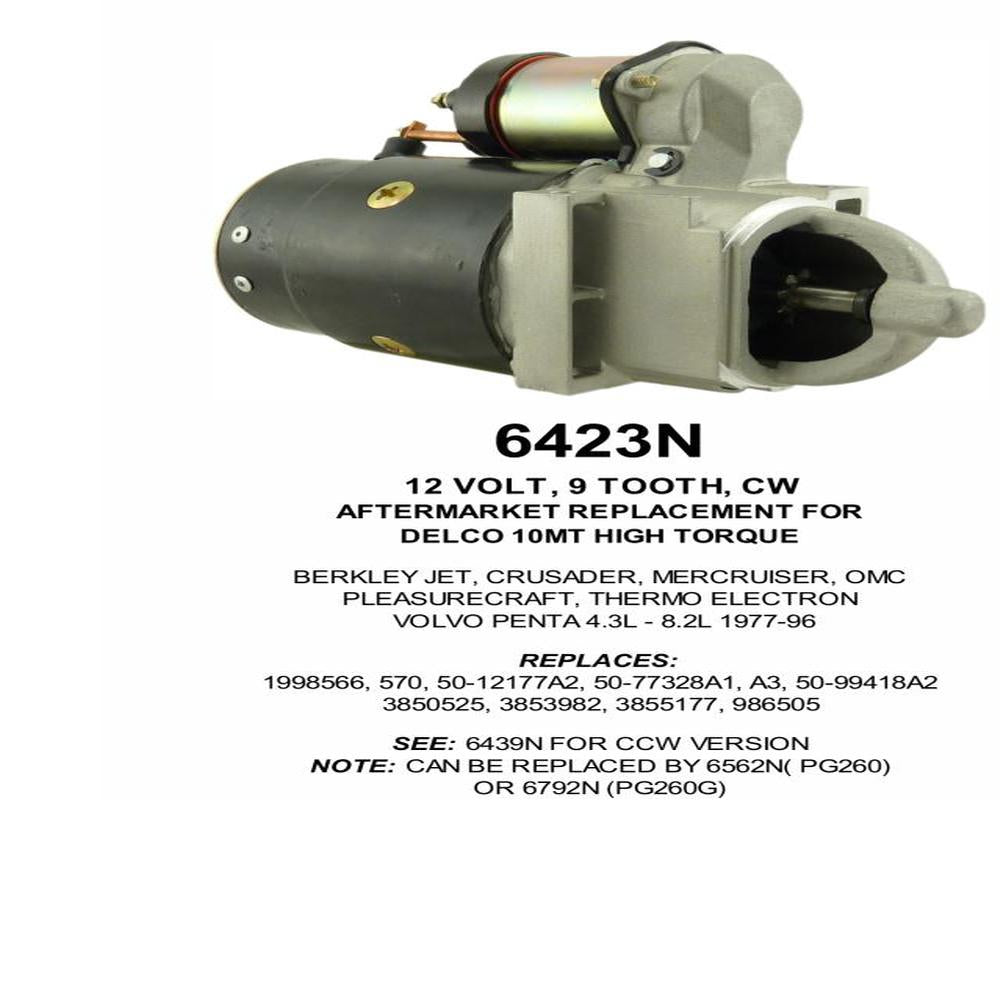 Starter — 10MT-HT 9T CW MARINE Fits Berkley Replaces ROM6423N-USA