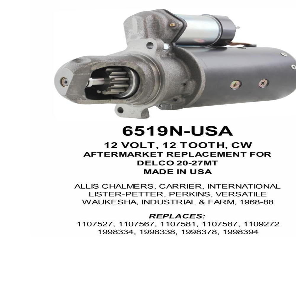 Starter — 27MT 12V 12T CW F/L Fits Versatile Replaces ROM6519N-USA