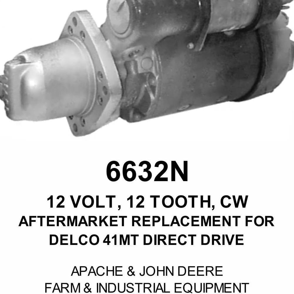 Starter — 41MT 12V 12T SAE1 OFFSET Fits John Deere