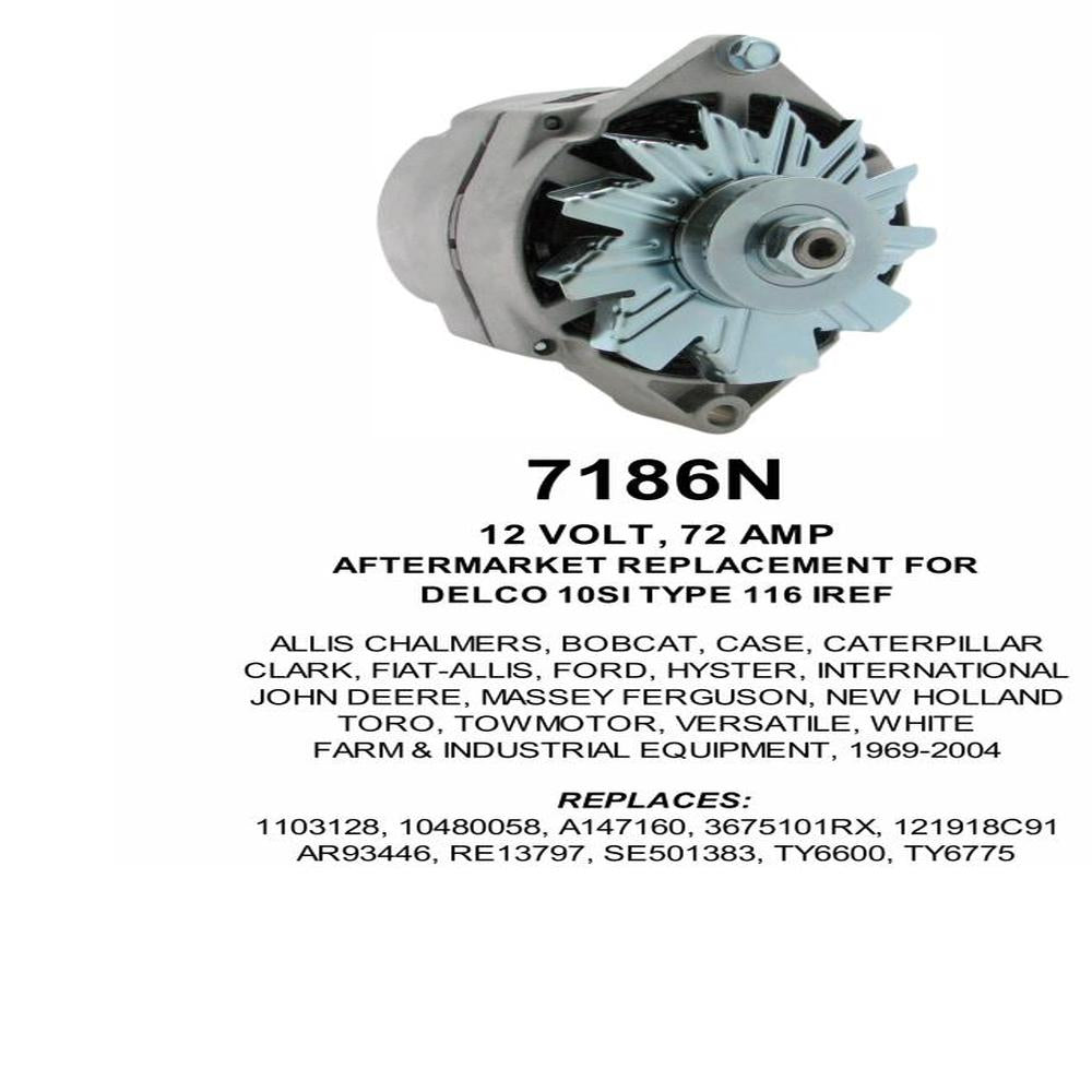 Alternator — 10SI T-116 72A Fits Flextrac Replaces ROM7186NSE-USA
