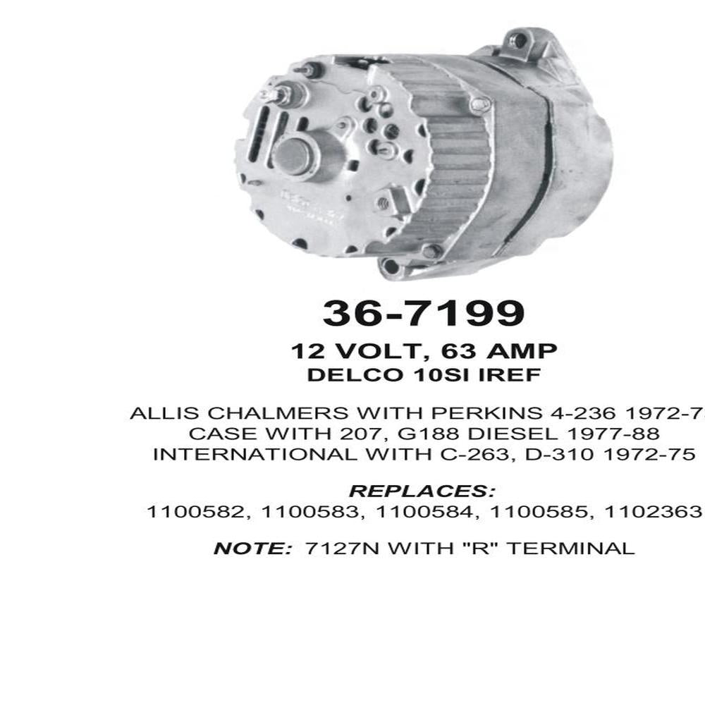 Alternator — " 10SI 12V 72A ""R"" TERM" Fits Chevrolet Replaces ROM7199N-USA