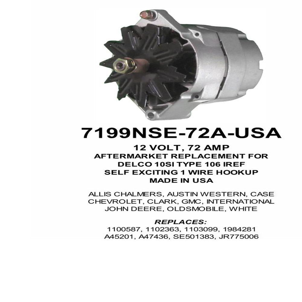 Alternator — " 10SI 12V 72A ""R"" TERM" Fits Jeep Replaces JR775006