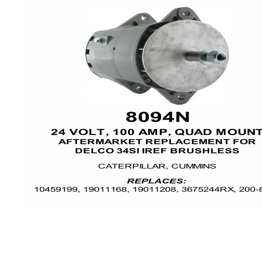 Alternator — 34SI 24V 100A NEG Fits International Replaces ROM8094N-USA