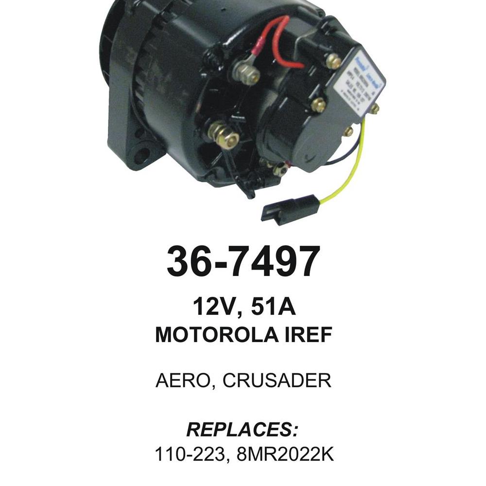 Alternator — MOT IREF 12V 51A MARINE Fits Indmar Replaces ROM8377N-USA