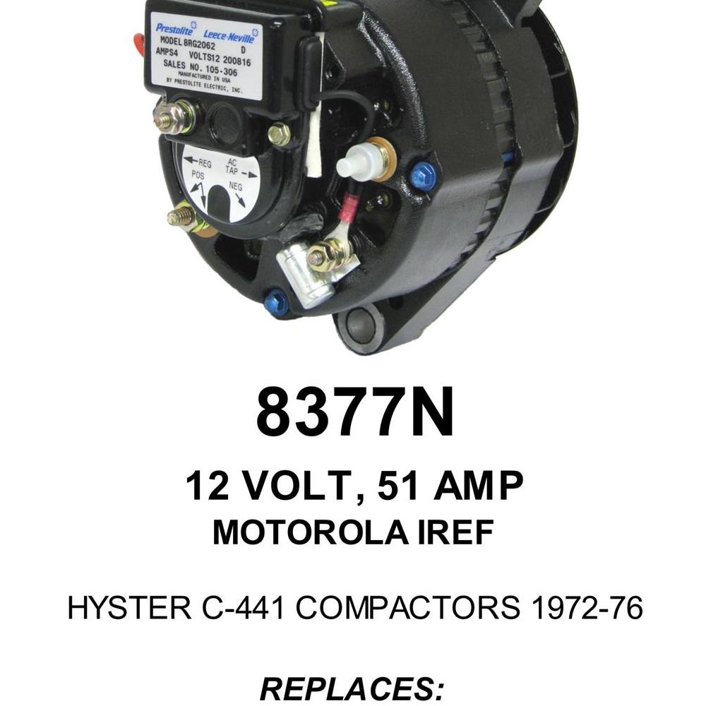 Alternator — MOT IREF 12V 51A MARINE Fits Rex Replaces ROM8377N-USA