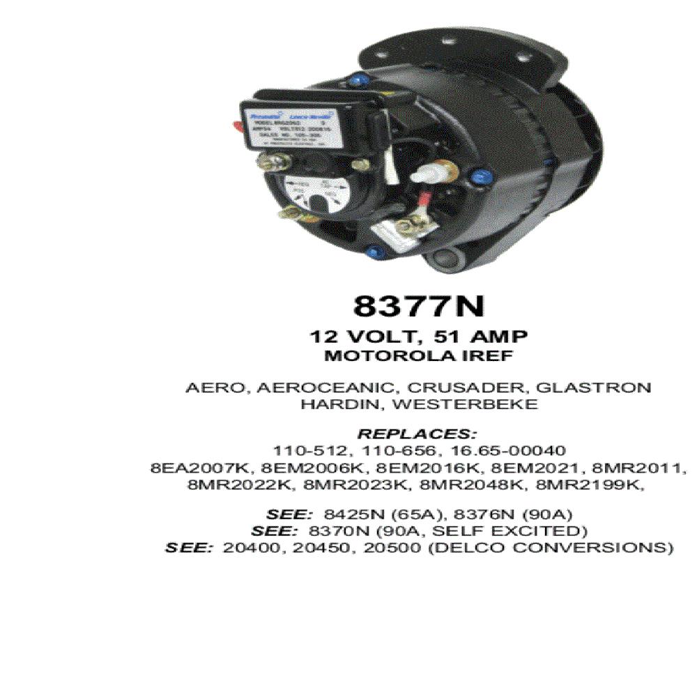 Alternator — MOT IREF 12V 51A MARINE Fits Indmar Replaces ROM8377N-USA