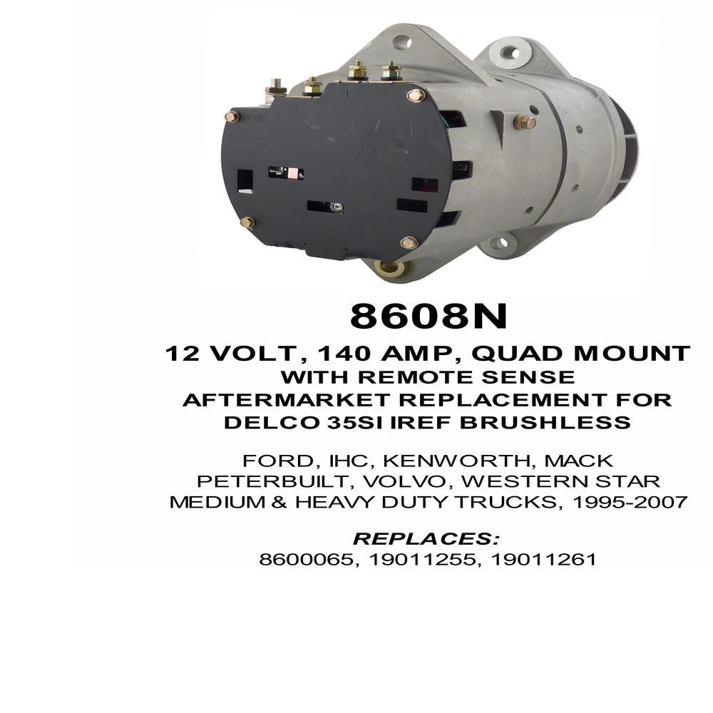 Alternator — 35SI HP 12V 140A Fits Mack Replaces ROM8608N-USA