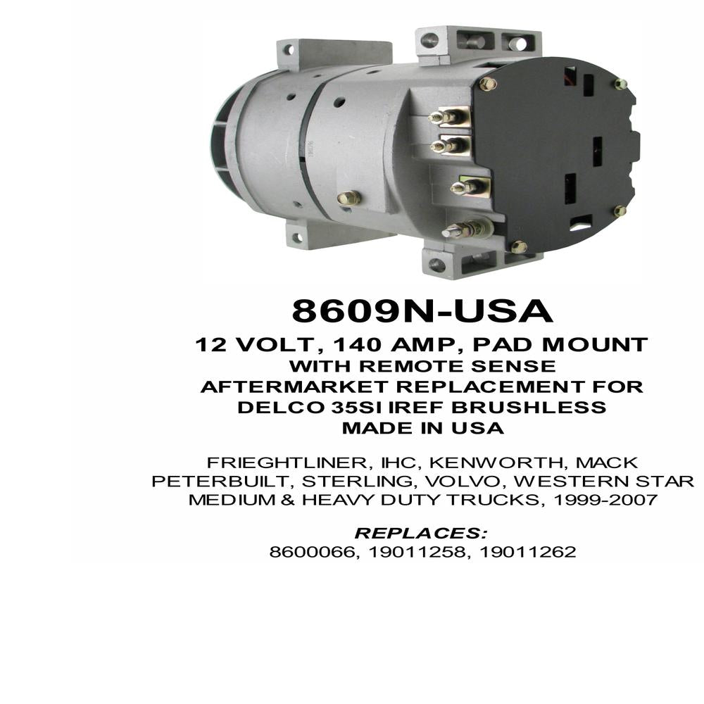 Alternator — 35SI 12V 140A PAD Fits Freightliner Replaces ROM8609N-USA