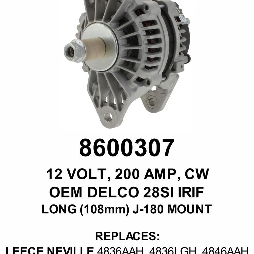 Alternator — 28SI 12V 200A J180 Fits Freightliner Replaces ROM8745N-USA