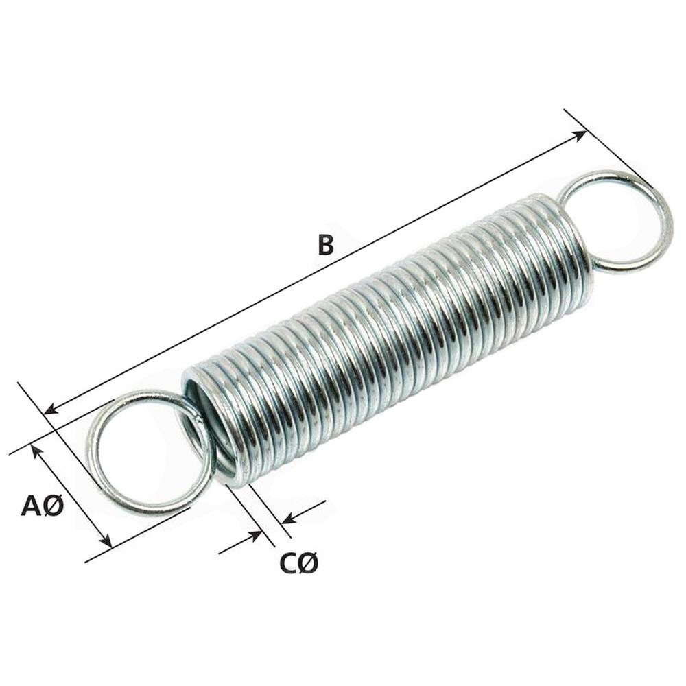 S.11095 Tension Spring, Spring mm14mm, Wire 2mm, Length: 150mm.