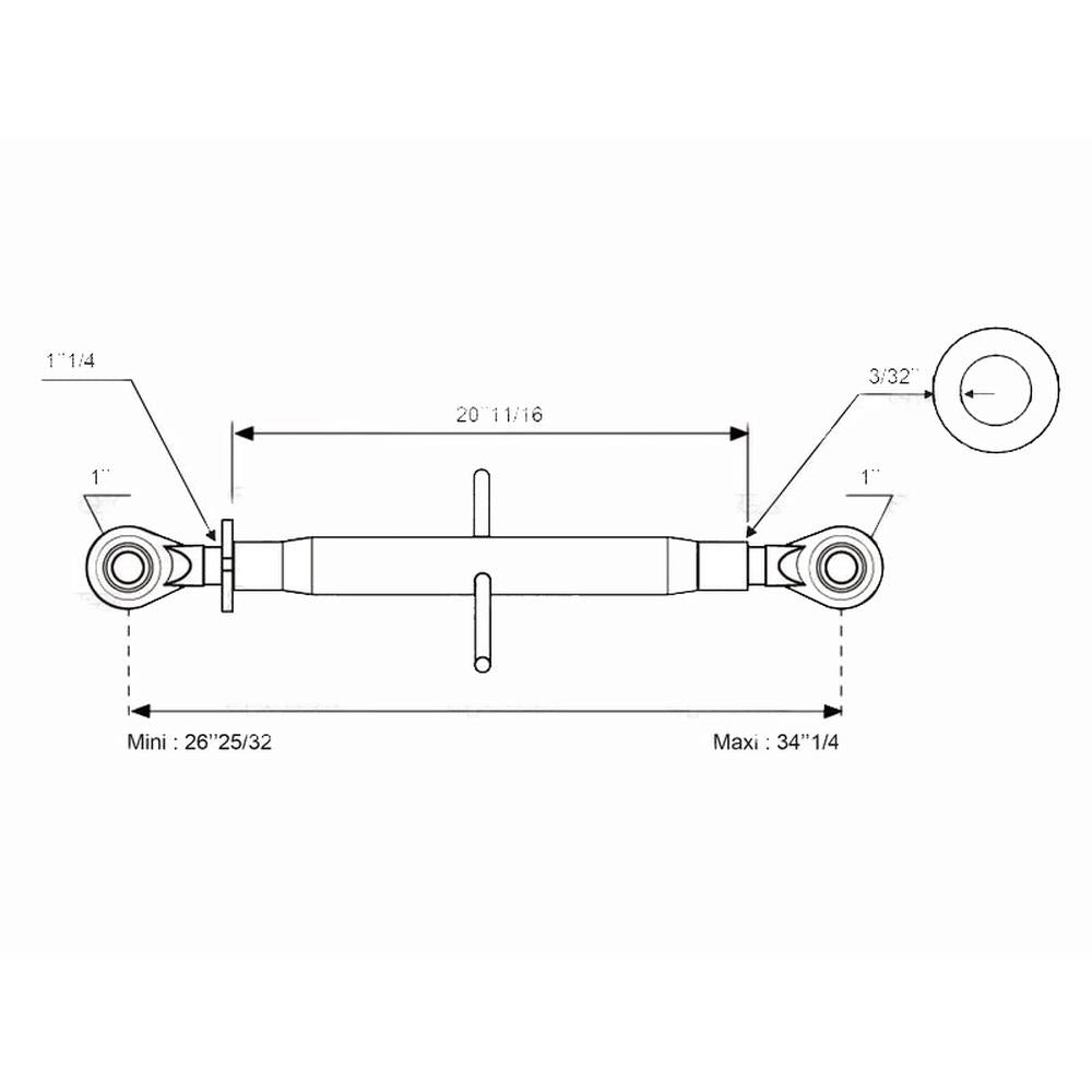 S.15347 Top Link Heavy Duty (Fits CAT.2/2) Ball and Ball, Min: 680mm - Fits Land