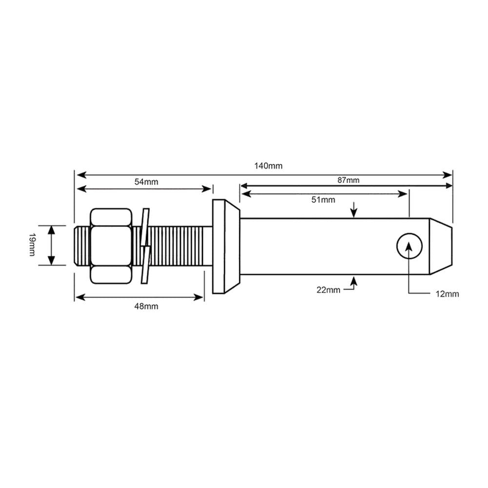 S.198 Lower Link Implement Mounting Pin (Fits CAT. 1)