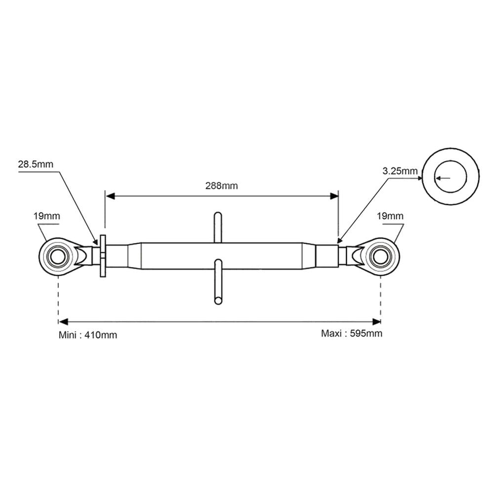 S.306 Top Link Standard Duty (Fits CAT.1/1) Ball and Ball, Min mm: 410mm.