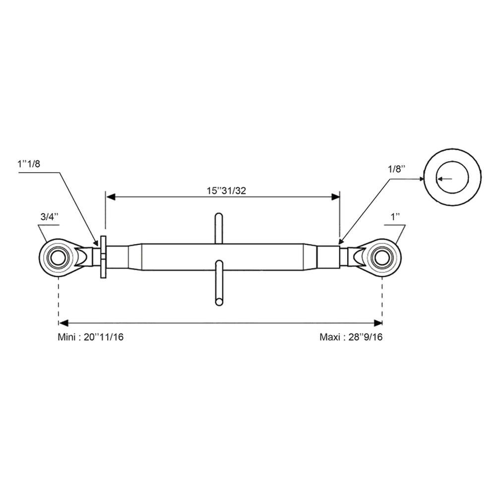 S.315 Top Link Standard Duty (Fits CAT.1/2) Ball and Ball, Min mm: 525mm