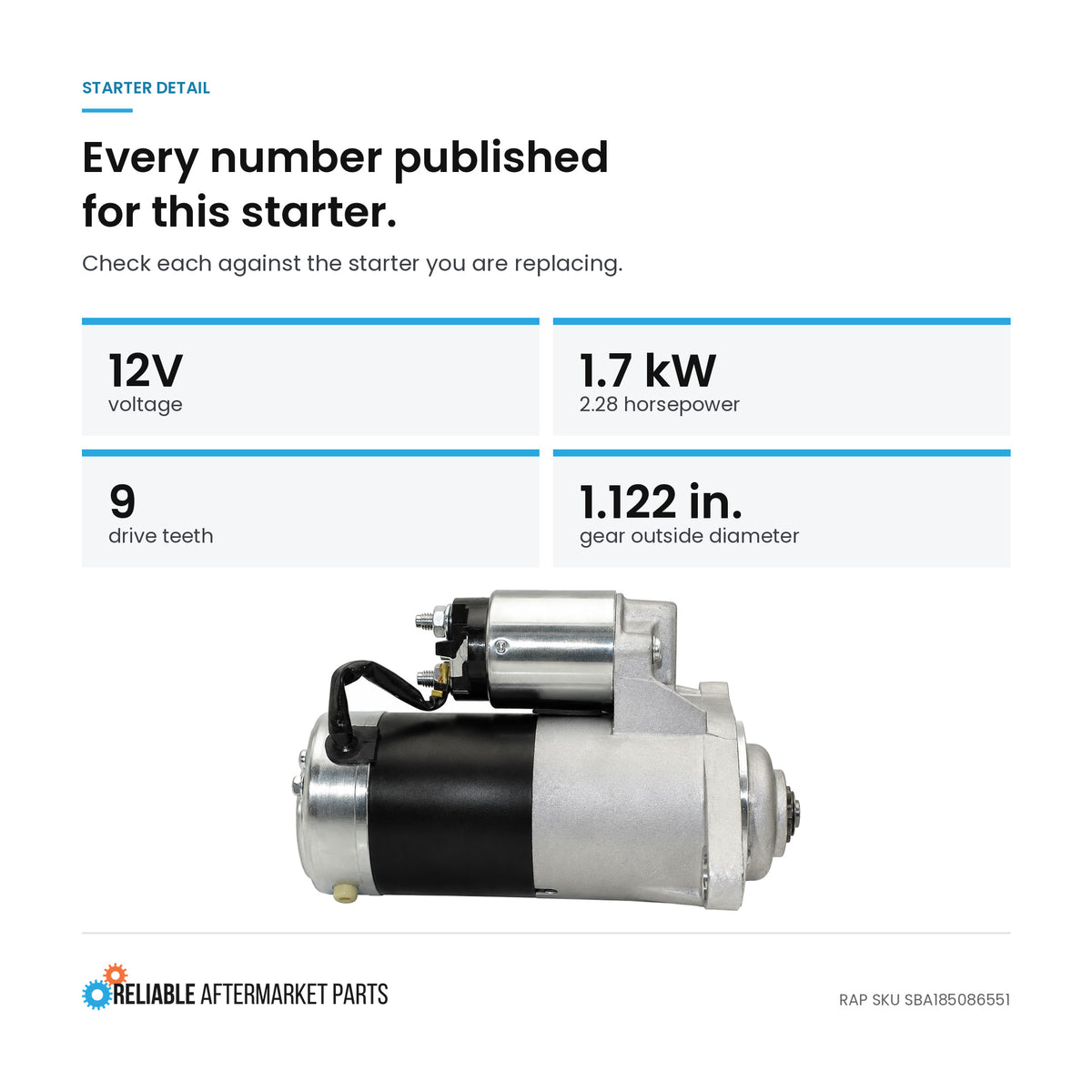 12V Starter Fits Universal Products