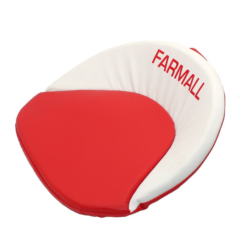 Red & White Embroidered Vinyl Tractor Seat Cover Fits FARMALL Tractors