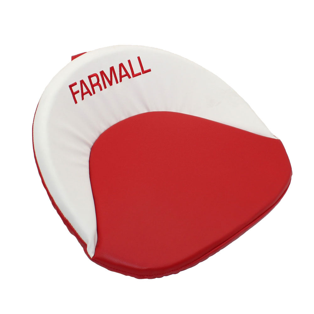 Red & White Embroidered Vinyl Tractor Seat Cover Fits FARMALL Tractors