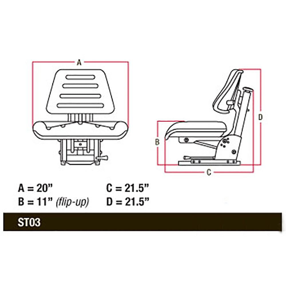 TF222BU Blue Trapezoid Back Full Suspension Flip-Up Seat Fits Ford Fits New Holl